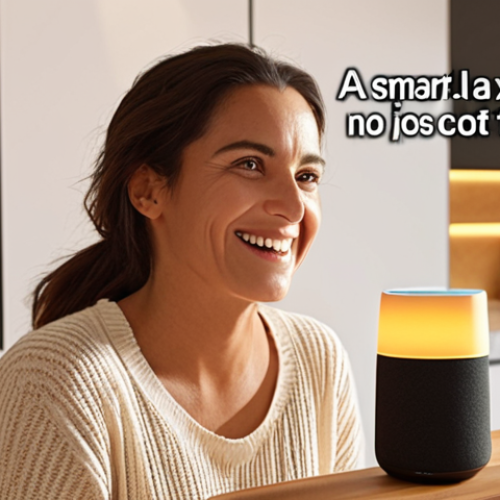 **

Prompt: A friendly woman in a bright, modern kitchen, smiling as she speaks to a smart speaker. The speaker glows softly. Subtitles on the image read "Feedback Directo," "Mejora la Experiencia." Soft, warm lighting. Realistic style.

**
