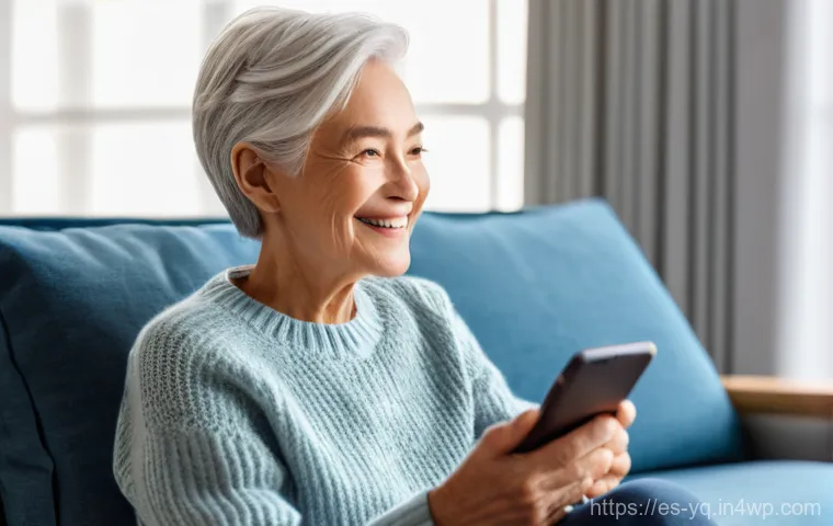 음성 인터페이스의 사회적 영향력 연구 - **Prompt 1: Empowered Accessibility**
An elderly woman with soft, kind eyes and neatly styled si...