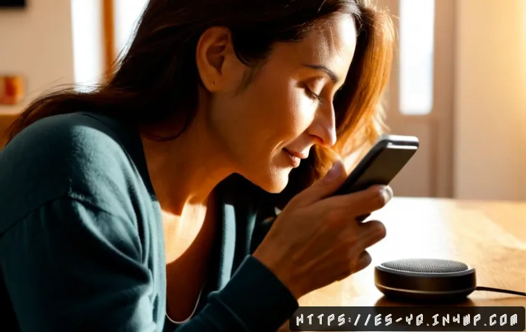 Home 17 음성 인터페이스의 감성적 요소 디자인 - Photorealistic close-up of a Spanish-speaking woman in her 40s at a warm sunlit apartment kitchen in...